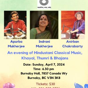 An Evening of Hindustani Classical Music, Khayal, Thumri, and Bhajans – Adults